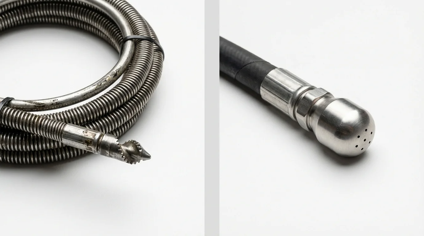 Drain snake cable and hydro jetting nozzle used for drain cleaning in Mohnton, PA