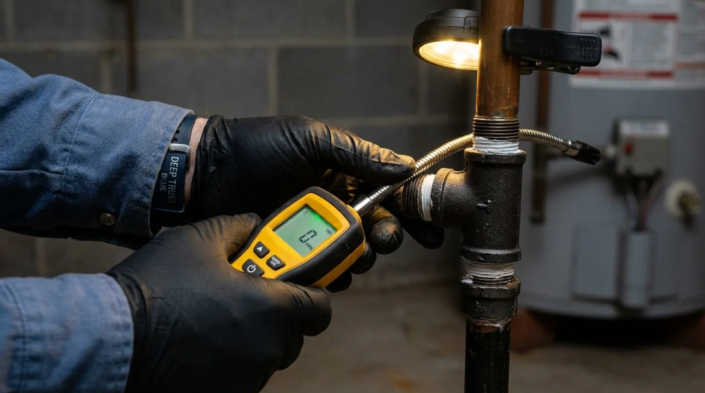 Gas leak detection with electronic sniffer by Johns Plumbing LLC in Mohnton