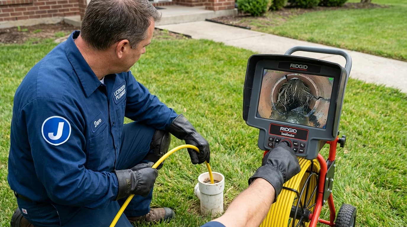 Sewer camera inspection being performed by Johns Plumbing LLC in Mohnton